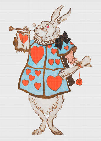 Alice's White Rabbit Heralding Counted Cross Stitch Pattern