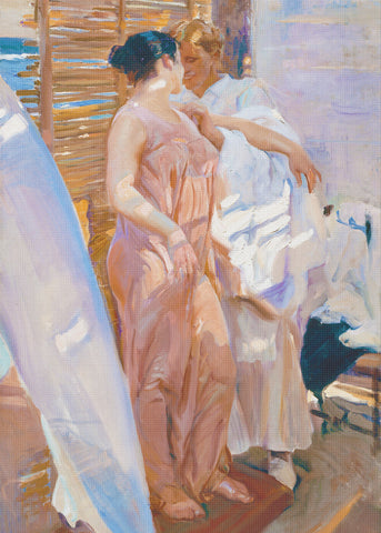 The Pink Robe by Joaquin Sorolla y Bastida Counted Cross Stitch Pattern
