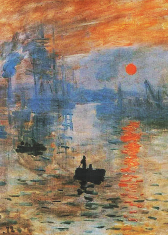 Colorful Sunrise At Sea Detail inspired by Claude Monet's impressionist painting Counted Cross Stitch Pattern