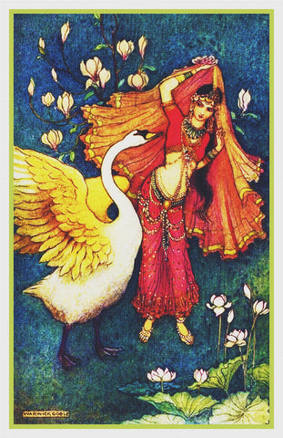 Damayanti and the Swan by Warwick Goble Counted Cross Stitch Chart Pattern