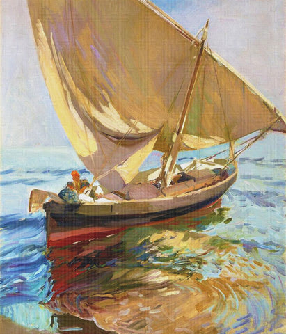 Boat Setting Out To Sea by Joaquin Sorolla y Bastida Counted Cross Stitch Pattern