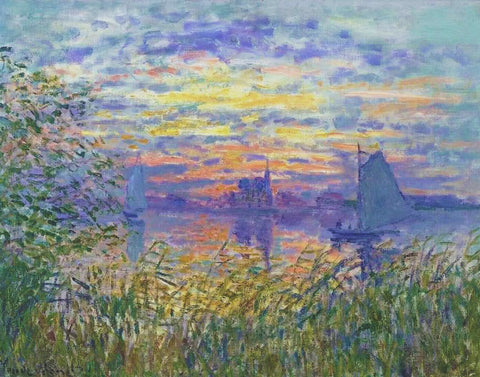 Sunset on the Seine inspired by Claude Monet's impressionist painting Counted Cross Stitch Pattern