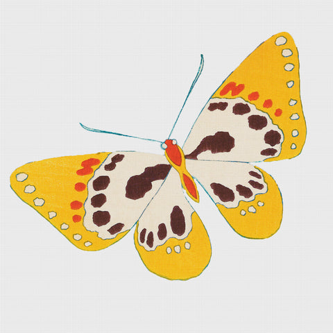 Colorful Brown, Gold, Ivory and Orange Butterfly Counted Cross Stitch Pattern