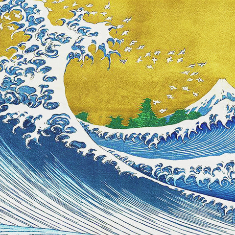 Colorized Mt Fuji and the Great Wave by Japanese artist Hokusai Counted Cross Stitch Pattern