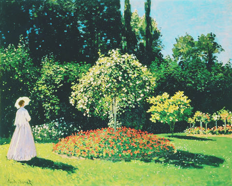 Lady Enjoying Garden at Sainte Adresse inspired by Claude Monet's impressionist painting Counted Cross Stitch Pattern