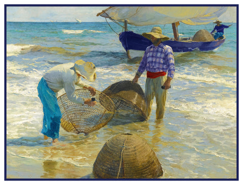 Fishermen from Valencia by Joaquin Sorolla y Bastida Counted Cross Stitch Pattern