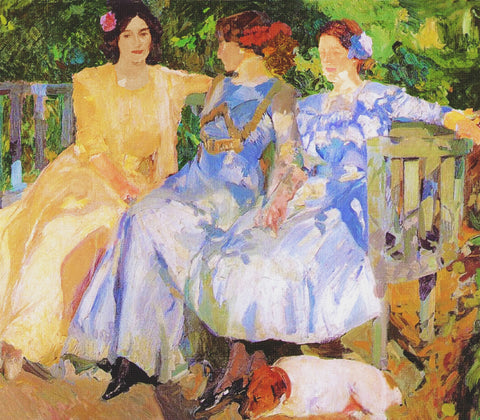 My Wife and Daughters by Joaquin Sorolla y Bastida Counted Cross Stitch Pattern
