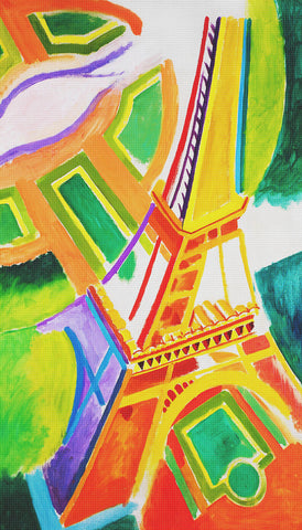 Abstract The Eiffel Tower Geometric Cubism by Artist Robert Delaunay Counted Cross Stitch Pattern DIGITAL DOWNLOAD