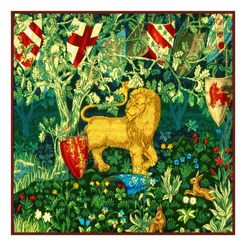 Heraldry Lion design by William Morris Counted Cross Stitch Pattern DIGITAL DOWNLOAD
