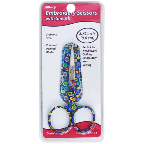 RETRO EMBROIDERY SCISSORS WITH MATCHING SHEATH-Colorful Buttons