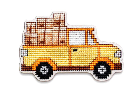 Truck With Wooden Form Counted Cross Stitch Kit from RTO