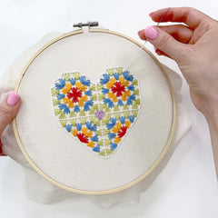GRANNY SQUARE HEART EMBROIDERY KIT By Penguin & Fish Embroidery