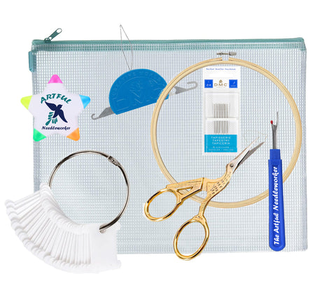 Cross Stitch Project Mesh Bag Tool Kit with Embroidery Scissors