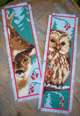 Deer & Owl Bookmark Set of 2 Bookmarks by Vervaco Counted Cross Stitch Kit 2.5