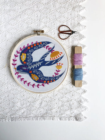 SWALLOW EMBROIDERY KIT By Rikrack Embroidery