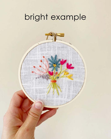 Embroidered Bright Wildflower Bouquet  Hand Stitched Finished Piece-4 inch Hoop- By Islay's Terrace