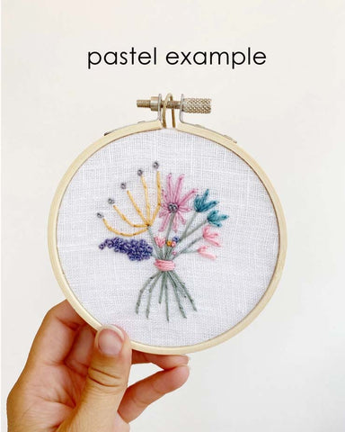 Embroidered Pastel Wildflower Bouquet  Hand Stitched Finished Piece-4 inch Hoop- By Islay's Terrace