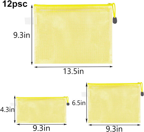 Cross Stitch Storage or Project Mesh Bags; Set of 3-Yellow