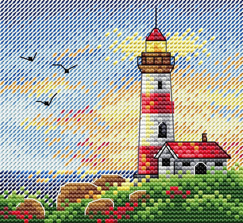 Lighthouse at Sunset Counted Cross Stitch Kit from MP Studia