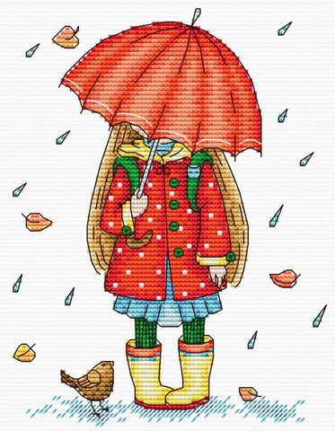 Little Girl on an Autumn Walk Counted Cross Stitch Kit from MP Studia