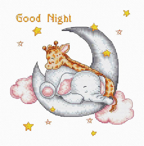 Good Night Moon Elephant and Giraffe Counted Cross Stitch Kit from Luca-S