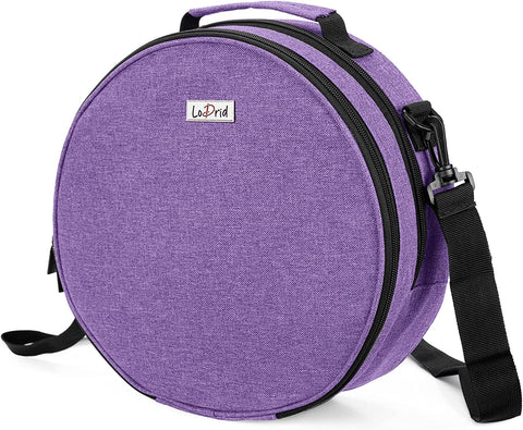 Embroidery Bag, Double-Layer Round Embroidery Project Storage Bag for Storing Embroidery Kits and Cross Stitch Kits, with Handle and Shoulder Strap - Purple