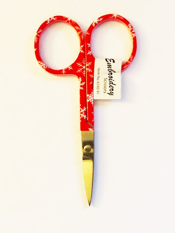 HOLIDAY EMBROIDERY SCISSORS -Red Snowflakes