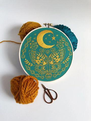 LUNAR MOTH EMBROIDERY KIT By Rikrack Embroidery