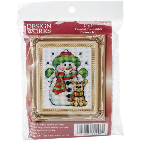 Snowman and Small Frame by Design Works Counted Cross Stitch Kit 2