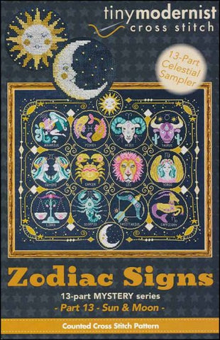 Zodiac Signs# 13 Sun and Moon By The Tiny Modernist Counted Cross Stitch Pattern