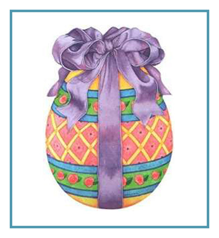 Vintage Decorated Easter Egg and Bow Counted Cross Stitch Pattern