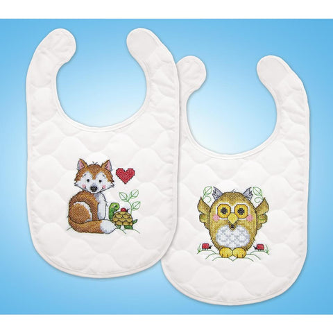 BIBS-Baby's Forest-Fox and Owl Stamped Cross Stitch Kit By Tobin Crafts