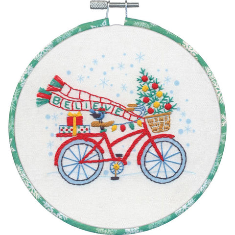 Holiday Bicycle-Stitched In Thread-Learn-A-Craft Counted Cross Stitch Kit 6