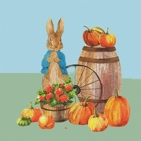 Peter Rabbit Fall Garden Harvest inspired by Beatrix Potter Counted Cross Stitch Pattern
