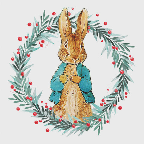 Peter Rabbit Winter Berry Wreath inspired by Beatrix Potter Counted Cross Stitch Pattern