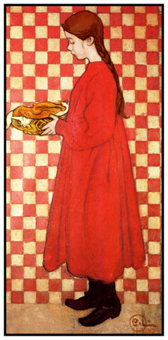 Kersti with Breadbasket by Swedish Artist Carl Larsson Counted Cross Stitch Pattern