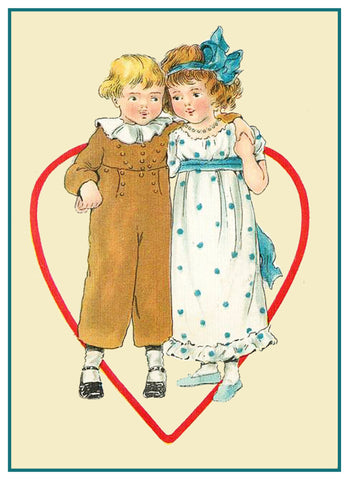 Vintage Valentine Boy Girl Heart Love Counted Cross Stitch Pattern