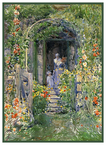Garden in its Glory Isle of Shoals by American Impressionist Painter Childe Hassam Counted Cross Stitch Pattern