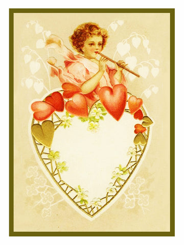 Victorian Valentine Cupid on a Heart Counted Cross Stitch Pattern
