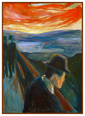 Despair at Sunset by Symbolist Artist Edvard Munch Counted Cross Stitch Pattern