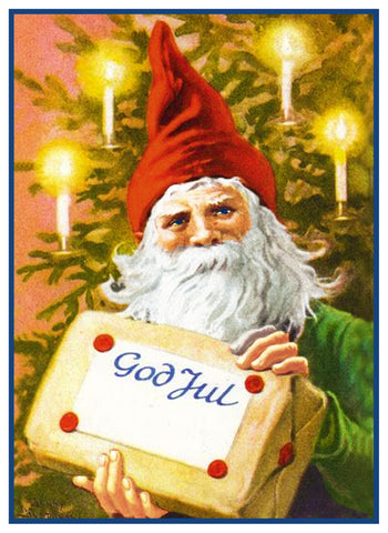 Tomte Elf Christmas Light Present God Jul by Jenny Nystrom Counted Cross Stitch Pattern