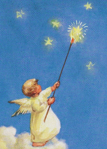 Angel Lighting The Stars by Erica von Kager Counted Cross Stitch Chart Pattern DIGITAL DOWNLOAD