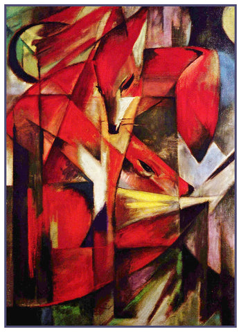 The Red Foxes by Expressionist Artist Franz Marc Counted Cross Stitch Pattern DIGITAL DOWNLOAD