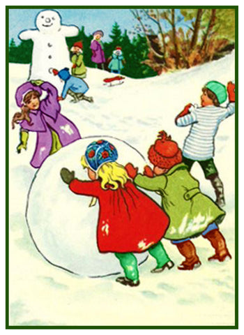 Swedish Children Playing in Snow by Jenny Nystrom Counted Cross Stitch Pattern