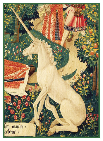 Unicorn Detail From St Etienne Medieval Tapestry Counted Cross Stitch Pattern