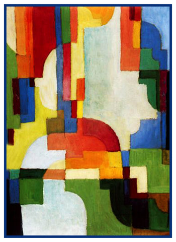 Brilliant Colored Forms by Expressionist Artist August Macke Counted Cross Stitch Pattern DIGITAL DOWNLOAD