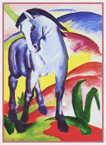 The Blue Horse by Expressionist Artist Franz Marc Counted Cross Stitch Pattern