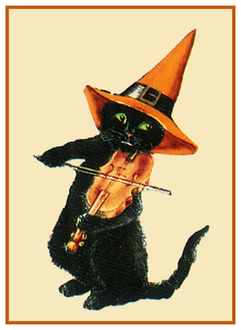 Halloween Fiddling Black Cat Counted Cross Stitch Pattern