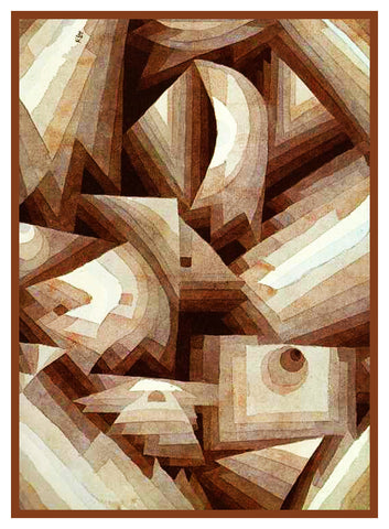 Brown Crystals by Expressionist Artist Paul Klee Counted Cross Stitch Pattern