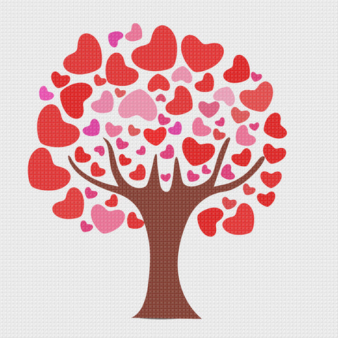 Valentine Day Love  Tree of Hearts Sew So Simple Counted Cross Stitch Pattern